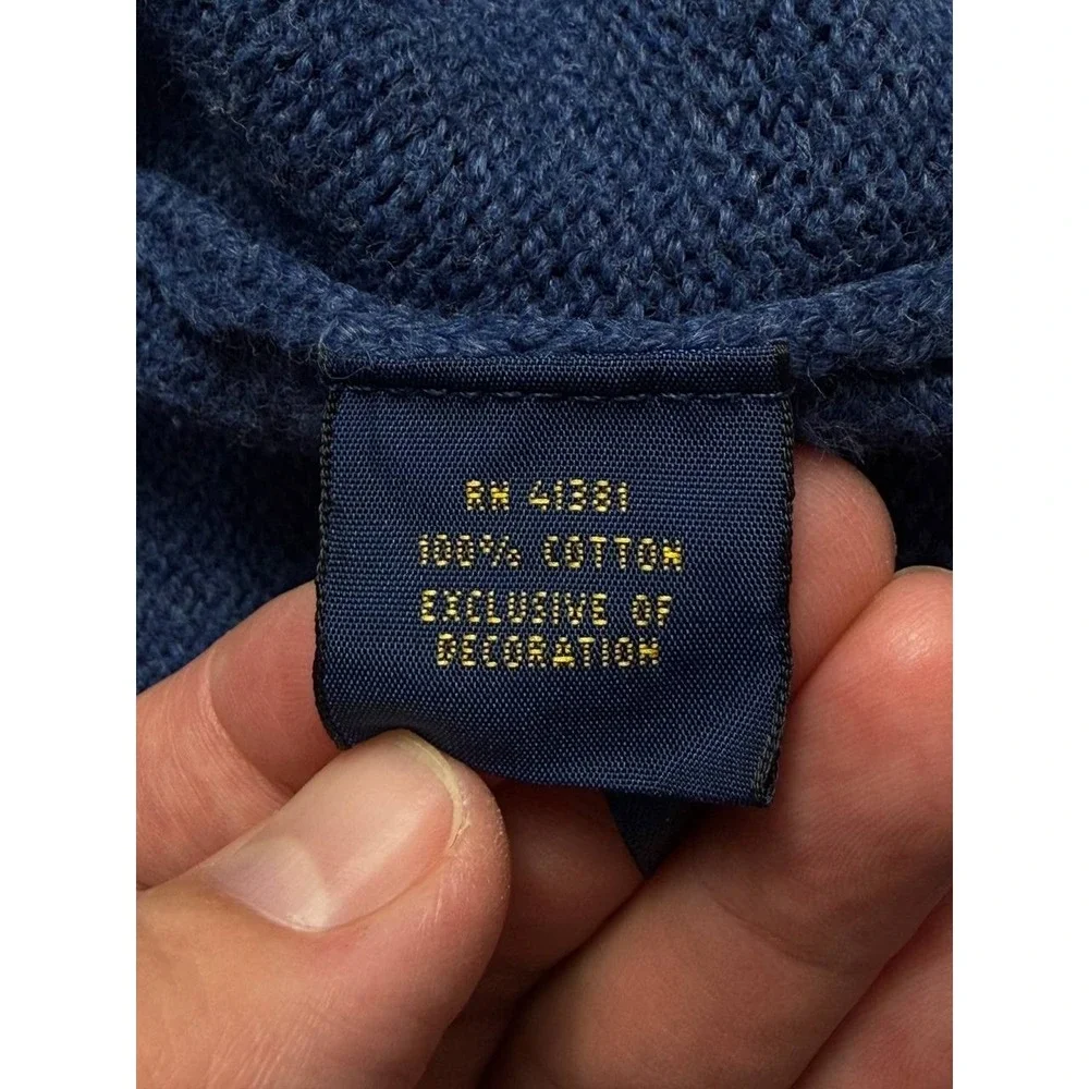 Polo Ralph Lauren Men's XXL Navy Blue 1/4 Zip Cotton Knit Sweater Pony Logo
